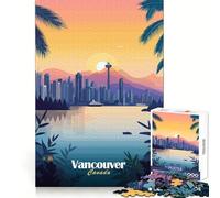 Vancouver Skyline Sunset Jigsaw Puzzles for Adults1000 Pieces Mental Exercise Tranquil Escape Snug Lock Nice Gift (38x52cm)