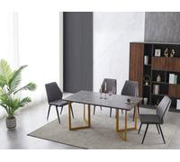 Vancouver Solid Wood Metal Dining Table With 6 Chairs