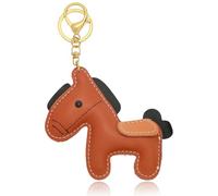 Vancy Utopia Leather Horse Keychains for Women Car Key Rings Female Handbags Backpacks, Brown, Medium