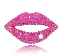Vancy Utopia Lips Shape Rhinestone Brooches Sexy Elegant Red Pin Brooch for Women Gifts, Metal, no gemstone