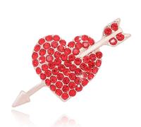 Vancy Utopia Valentine's Day Brooch Heart Shape Cupid's Arrow Enamel Brooches Elegant Red Pin Brooch for Women Gift, Metal, no gemstone