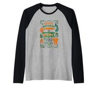 Vande Mataram India Flag Art - Patriotic Tricolor Design wit Raglan Baseball Tee