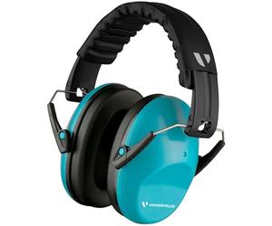 Vanderfields Premium Hearing Protection Ear Defenders - Broad Spectrum Sound Reduction 29 dB at 2K Hz Noise Cancelling - Headset Safety Noise Cancellation - Headphones Kids 3-12 - Blue Sky
