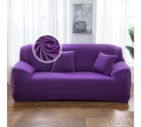 VanderHOME 1-Piece High Stretch Sofa Cover Stylish Solid Colour Couch Covers for Dogs Pets Cats Universal Non Slip Sofa Slipcover for Living Room Furniture Protector (2 Seater, Purple)