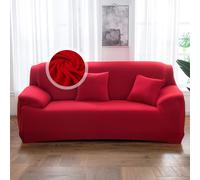 VanderHOME 1-Piece High Stretch Sofa Cover Stylish Solid Colour Couch Covers for Dogs Pets Cats Universal Non Slip Sofa Slipcover for Living Room Furniture Protector (3 Seater, Big Red)