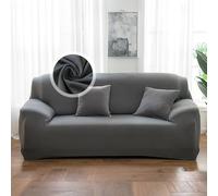 VanderHOME 1-Piece High Stretch Sofa Cover Stylish Solid Colour Couch Covers for Dogs Pets Cats Universal Non Slip Sofa Slipcover for Living Room Furniture Protector (2 Seater, Grey)