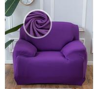 VanderHOME 1-Piece High Stretch Sofa Cover Stylish Solid Colour Couch Covers for Dogs Pets Cats Universal Non Slip Sofa Slipcover for Living Room Furniture Protector (1 Seater, Purple)