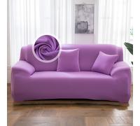 VanderHOME 1-Piece High Stretch Sofa Cover Stylish Solid Colour Couch Covers for Dogs Pets Cats Universal Non Slip Sofa Slipcover for Living Room Furniture Protector (3 Seater, Light purple)