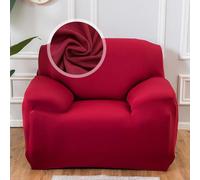 VanderHOME 1-Piece High Stretch Sofa Cover Stylish Solid Colour Couch Covers for Dogs Pets Cats Universal Non Slip Sofa Slipcover for Living Room Furniture Protector (1 Seater, Burgundy)