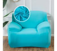 VanderHOME 1-Piece High Stretch Sofa Cover Stylish Solid Colour Couch Covers for Dogs Pets Cats Universal Non Slip Sofa Slipcover for Living Room Furniture Protector (1 Seater, Sky blue)