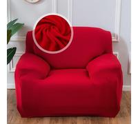 VanderHOME 1-Piece High Stretch Sofa Cover Stylish Solid Colour Couch Covers for Dogs Pets Cats Universal Non Slip Sofa Slipcover for Living Room Furniture Protector (1 Seater, Big Red)
