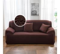 VanderHOME 1-Piece High Stretch Sofa Cover Stylish Solid Colour Couch Covers for Dogs Pets Cats Universal Non Slip Sofa Slipcover for Living Room Furniture Protector (3 Seater, Coffee)