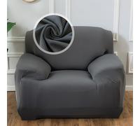 VanderHOME 1-Piece High Stretch Sofa Cover Stylish Solid Colour Couch Covers for Dogs Pets Cats Universal Non Slip Sofa Slipcover for Living Room Furniture Protector (1 Seater, Grey)