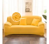 VanderHOME 1-Piece High Stretch Sofa Cover Stylish Solid Colour Couch Covers for Dogs Pets Cats Universal Non Slip Sofa Slipcover for Living Room Furniture Protector (2 Seater, Yellow)