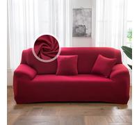 VanderHOME 1-Piece High Stretch Sofa Cover Stylish Solid Colour Couch Covers for Dogs Pets Cats Universal Non Slip Sofa Slipcover for Living Room Furniture Protector (4 Seater, Burgundy)