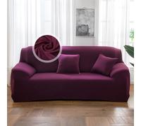 VanderHOME 1-Piece High Stretch Sofa Cover Stylish Solid Colour Couch Covers for Dogs Pets Cats Universal Non Slip Sofa Slipcover for Living Room Furniture Protector (3 Seater, Soya Red)