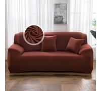 VanderHOME 1-Piece High Stretch Sofa Cover Stylish Solid Colour Couch Covers for Dogs Pets Cats Universal Non Slip Sofa Slipcover for Living Room Furniture Protector (3 Seater, Light Curry)