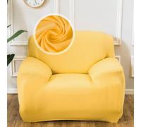 VanderHOME 1-Piece High Stretch Sofa Cover Stylish Solid Colour Couch Covers for Dogs Pets Cats Universal Non Slip Sofa Slipcover for Living Room Furniture Protector (1 Seater, Yellow)