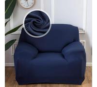 VanderHOME 1-Piece High Stretch Sofa Cover Stylish Solid Colour Couch Covers for Dogs Pets Cats Universal Non Slip Sofa Slipcover for Living Room Furniture Protector (1 Seater, Navy blue)