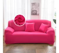 VanderHOME 1-Piece High Stretch Sofa Cover Stylish Solid Colour Couch Covers for Dogs Pets Cats Universal Non Slip Sofa Slipcover for Living Room Furniture Protector (3 Seater, Rose)