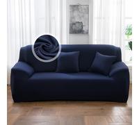 VanderHOME 1-Piece High Stretch Sofa Cover Stylish Solid Colour Couch Covers for Dogs Pets Cats Universal Non Slip Sofa Slipcover for Living Room Furniture Protector (2 Seater, Navy blue)