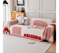 VanderHOME Chenille Blanket Soft Throws for Sofas Washable Blanket for Bed Settees Armchairs, Livingroom 180 * 150cm-Red