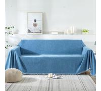 VanderHOME Chenille Sofa Throw 1/2/3/4 Seater Fluffy Soft Decorative Throws for the Sofa Skin-friendly Soft Blanket Sofa Protector for Settees Couch Sofa Bed and Armchair 180 * 380cm Blue
