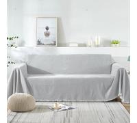 VanderHOME Chenille Sofa Throw 1/2/3/4 Seater Fluffy Soft Decorative Throws for the Sofa Skin-friendly Soft Blanket Sofa Protector for Settees Couch Sofa Bed and Armchair 180 * 340cm Light grey