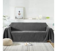 VanderHOME Chenille Sofa Throw 1/2/3/4 Seater Fluffy Soft Decorative Throws for the Sofa Skin-friendly Soft Blanket Sofa Protector for Settees Couch Sofa Bed and Armchair 180 * 420cm Dark grey