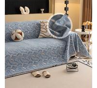 VanderHOME Chenille Sofa Throw 1/2/3/4 Seater Soft Decorative Throws for the Sofa Skin-friendly Sofa Blanket Sofa Protector for Living Room 180 * 300cm-Blue