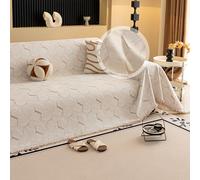 VanderHOME Chenille Sofa Throw 1/2/3/4 Seater Soft Decorative Throws for the Sofa Skin-friendly Sofa Blanket Sofa Protector for Living Room 180 * 340cm-Beige