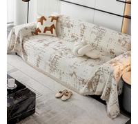 VanderHOME Chenille Sofa Throw Blanket With Tassels, Reversible Classic Style Throw Blanket for Sofa, Armchair Beds 180 * 230cm-Khaki