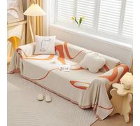 VanderHOME Chenille Sofa Throw Sofa Cover Home Decor Four Seasons Universal Woven Tassel Throws Abstract Geometric Line Multifunctional Soft Comfortable Sofa Blanket 180 * 230cm Orange