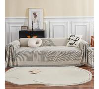 VanderHOME Chenille Sofa Throw Sofa Cover Home Decor Four Seasons Universal Woven Tassel Throws Abstract Geometric Line Multifunctional Soft Comfortable Sofa Blanket 180 * 420cm Grey