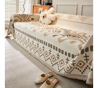 VanderHOME Chenille Sofa Throws 1/2/3/4 Seater Woven Sofa Throw Blanket with Tassels Reversible Versatile Throws for Sofas Soft Throws for Settees Couch Sofa Bed 180 * 300cm-Khaki