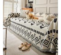 VanderHOME Chenille Sofa Throws 1/2/3/4 Seater Woven Sofa Throw Blanket with Tassels Reversible Versatile Throws for Sofas Soft Throws for Settees Couch Sofa Bed 180 * 130cm-Black