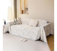 VanderHOME Chenille Sofa Throws Reversible Sofa Throw Blanket with Tassels Breathable Versatile Throws for Sofas Large Throws for Sofa Bed and Livingroom 180 * 300cm-Light grey