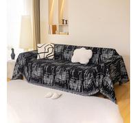 VanderHOME Chenille Sofa Throws Reversible Sofa Throw Blanket with Tassels Breathable Versatile Throws for Sofas Large Throws for Sofa Bed and Livingroom 180 * 280cm-Black background