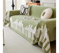VanderHOME Chenille Throw Blanket Reversible Soft Blanket, Cat Scratch Resistant Sofa Blanket, Decorative Sofa Throw for 2 3 4 Seater Sofa, Settees,Armchair and Bed 180 * 230cm-Green