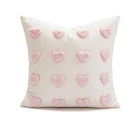 VanderHOME Decorative Pillowcase, Dutch Velvet, Super Soft and Comfortable Cushion Cover, Heart Pattern for Modern Room Bed Sofa Decoration 45 * 45CM-Small Pink Heart