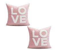 VanderHOME Decorative Pillowcase, Dutch Velvet, Super Soft and Comfortable Cushion Cover, LOVE Pattern for Modern Room Bed Sofa Decoration 45 * 45CM-Pink LOVE-2pcs