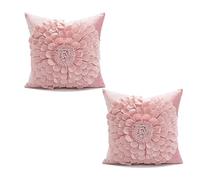 VanderHOME Decorative Pillowcase in Dutch Velvet, Super Soft and Comfortable Cushion Cover with Romantic Petals for Modern Room Bed Sofa Decoration 45 * 45CM-Pink-2pcs