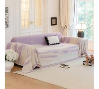 VanderHOME Double Sided Chenille Sofa Throw, Ink Wash Painting Reversible Throw Blanket, Soft Lightweight Breathable Couch Cover for Sofa Bed Living Room Bedroom Decor 180 * 230cm-Lilac