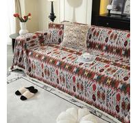 VanderHOME Durable Artisan Sofa blanket - Breathable Cotton and Linen Blend Throws for the Sofa, Vintage-Inspired Home Decor with All-Season Versatility 180 * 340cm-Bohemian geometry