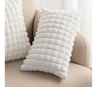 VanderHOME Fluffy Soft Plush Velvet Decorative Cushion Cover Small Fragrant Square Pillow Cover Smooth Washable Plush Pillow Shell for Living Room Bedroom Sofa 30x50cm White