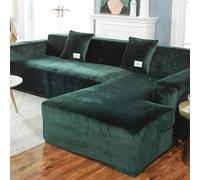 VanderHOME High Stretch Machine Washable Sofa Cover Non Slip Couch Cover Plush Super Soft Sofa Slipcovers for Living Room Protector for Dogs Pets (3 Seater, Dark Green)