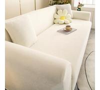 VanderHOME High Stretch Skin-Friendly Sofa Cover Modern Non Slip Couch Cover Polyester Jacquard Elastic Sofa Slipcovers for Living Room Protector for Dogs Pets (4 Seater, Cream White)