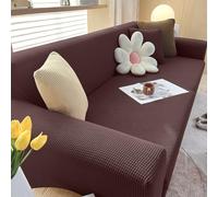 VanderHOME High Stretch Sofa Cover Non Slip Couch Cover Polyester Jacquard Super Soft Sofa Slipcovers for Living Room Protector for Dogs Pets (2 Seater, Coffee brown)