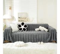 VanderHOME Plush Sofa Throws for 1-4 Seaters, Versatile Fluffy Blanket, Soft Blanket Throw, Throws For Sofas, Bed And Armchair,Machine Washable 180 * 300cm-Dark grey