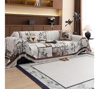VanderHOME Premium Chenille Sofa Throws for 1-4 Seaters, Versatile Sofa Cover, Sofa Protector Cover, Throws For Sofas With Tassel, Artistic Patterns, All Seasons 180 * 420cm-Light Curry